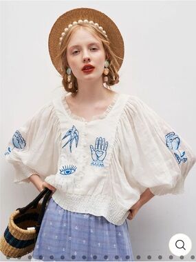 NWT Unilogical Poem embroidered top, size M